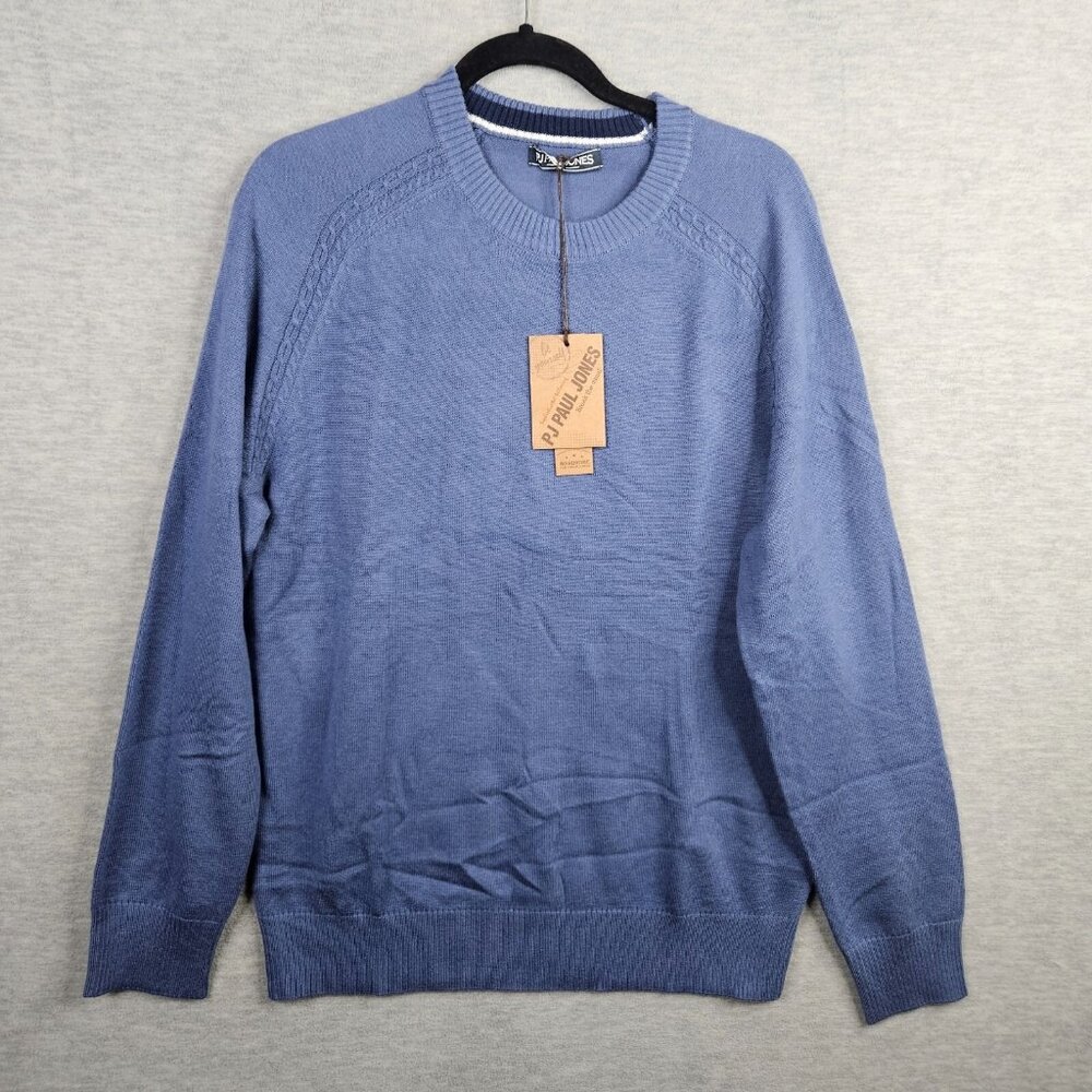 PJ PAUL JONES Men's Blue Crew Neck Pull-over Cardigan Size M NEW